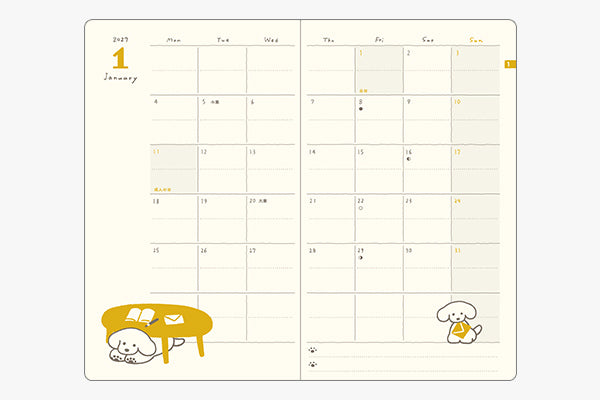 Midori Book Style Diary B6 Variant Dog Yellow 2027