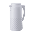 White Zojirushi Ichimatsu pattern insulated thermos bottle with handle