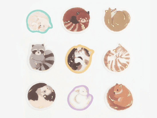 BGM Foiled Circular Animal Sticker pc