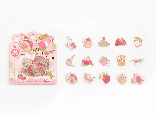 BGM Foiled Strawberry Sweets Animal Sticker pc