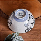 Blue Cat Rice Bowl 10.6D 5.1H