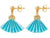 Corazon Orgiami Folding Fan Pierced Earrings Light Blue