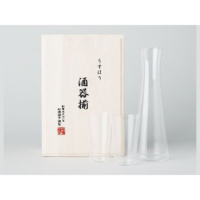 Edo Glass Usuhari Japanese Sake Glass 3P Gift Box Set