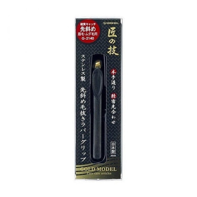 GREEN BELL Rubber Grip Gold Stainless Steel Diagonal Tweezers