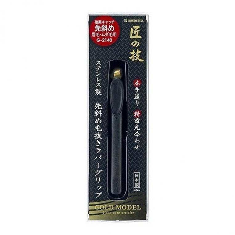 GREEN BELL Rubber Grip Gold Stainless Steel Diagonal Tweezers