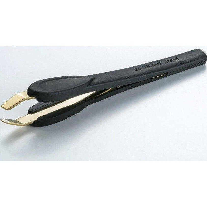 GREEN BELL Rubber Grip Gold Stainless Steel Diagonal Tweezers