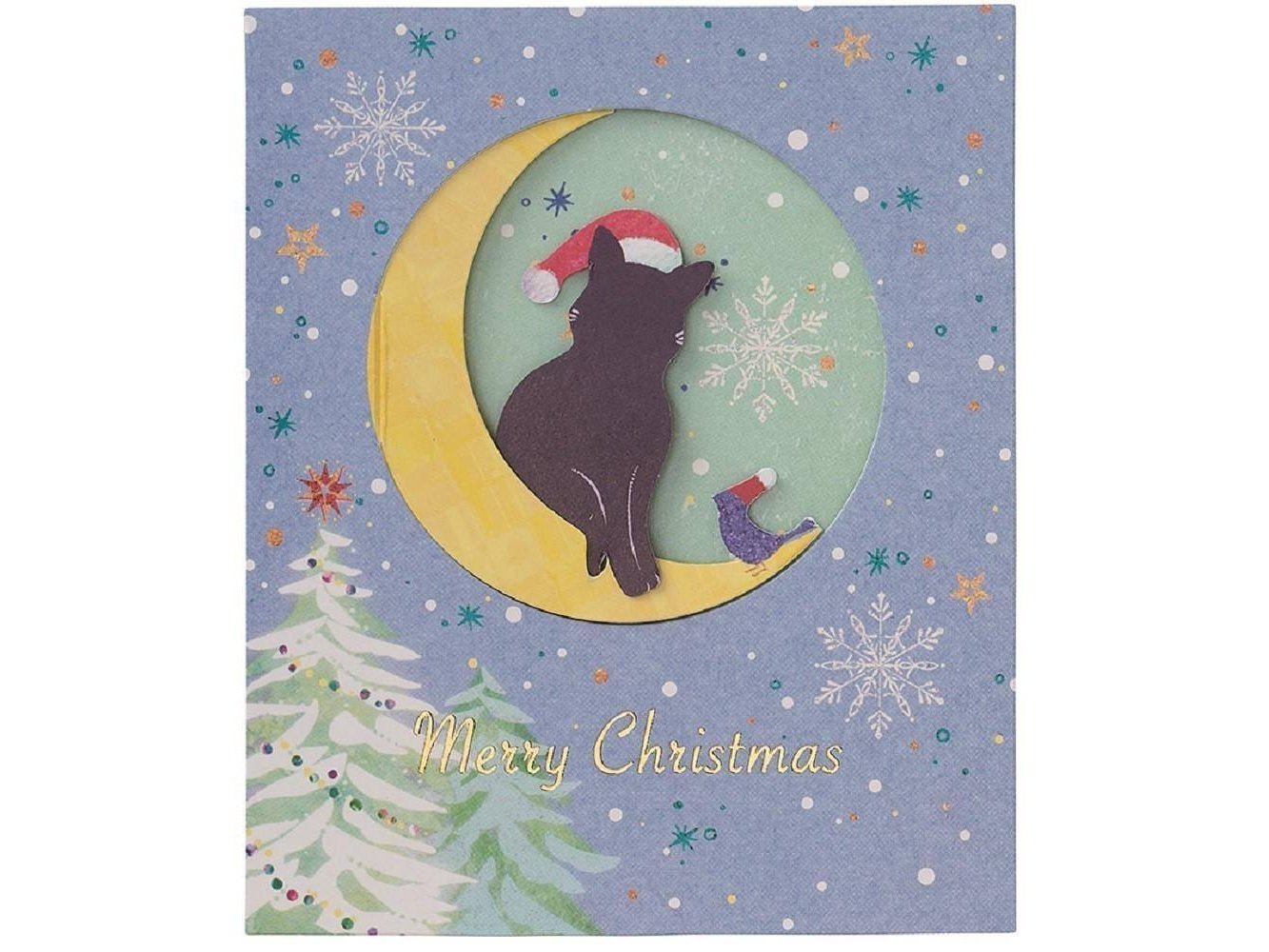Gakken Mini Cat Silhouette Pop Christmas Card