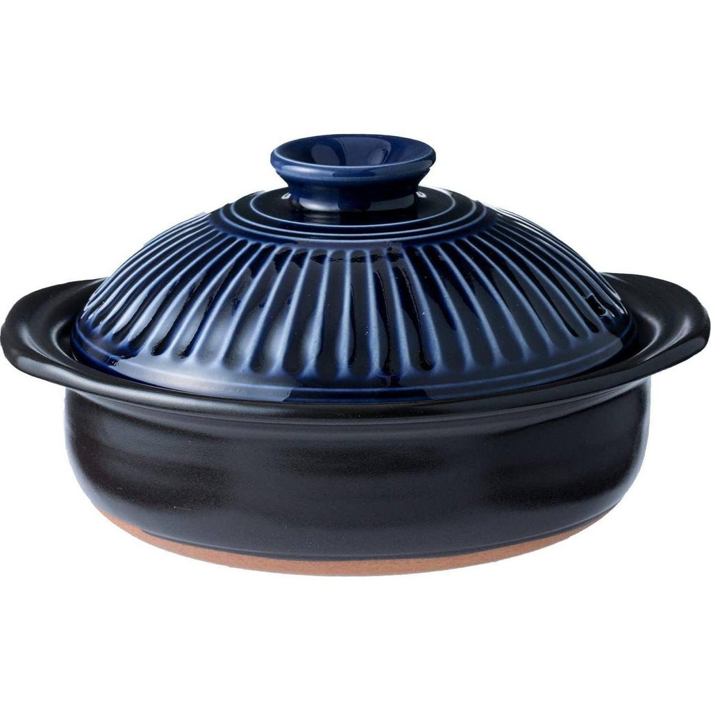 Ginpo Kikka Donabe Japanese Clay Pot 25cm 1.9L Blue Chrysanthemum Size 8