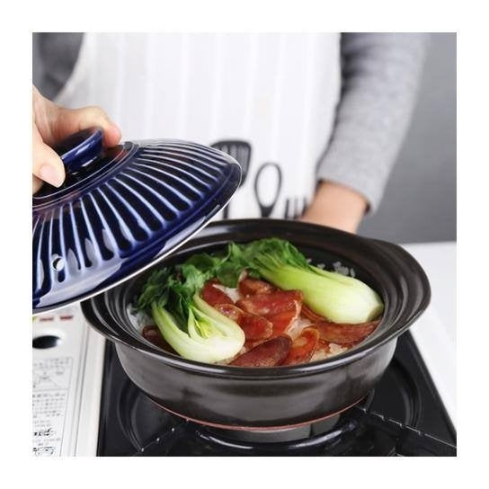 Ginpo Kikka Donabe Japanese Clay Pot 25cm 1.9L Blue Chrysanthemum Size 8