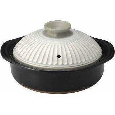 Ginpo Kikka Donabe Japanese Clay Pot 25cm 1.9L White Chrysanthemum Size 8