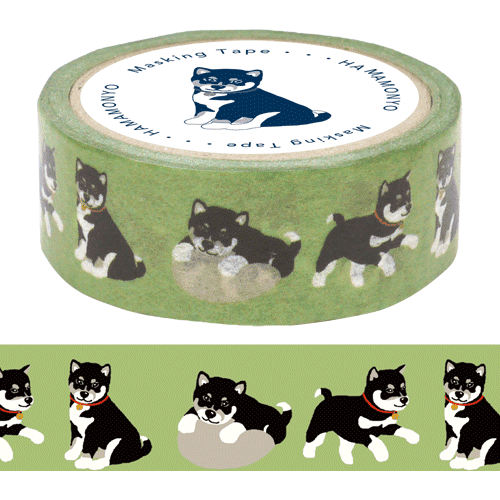 Hamamonyo Black MameShiba Dog Masking Tape