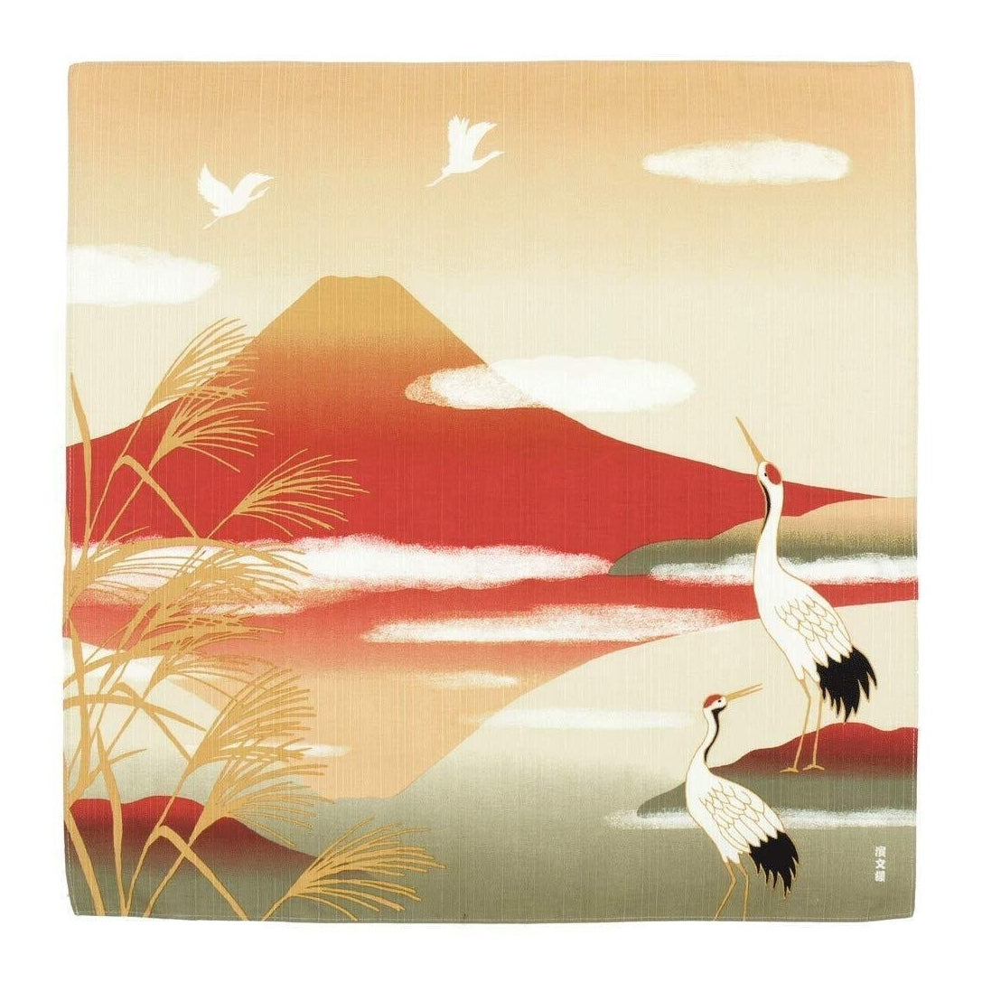 Hamamonyo Cranes and Akane Fuji Furoshiki Wrapping Cloth 50x50