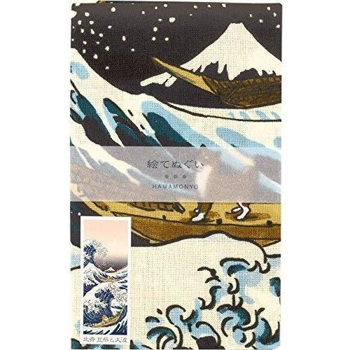 Hamamonyo Mame Shiba Wave Tenugui Art 34x90