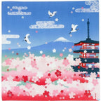 Hamamonyo Mt Fuji and Sakura Furoshiki Wrapping Cloth 50x50