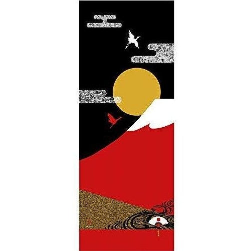 Hamamonyo Red Mt Fuji Tenugui Art 34x91