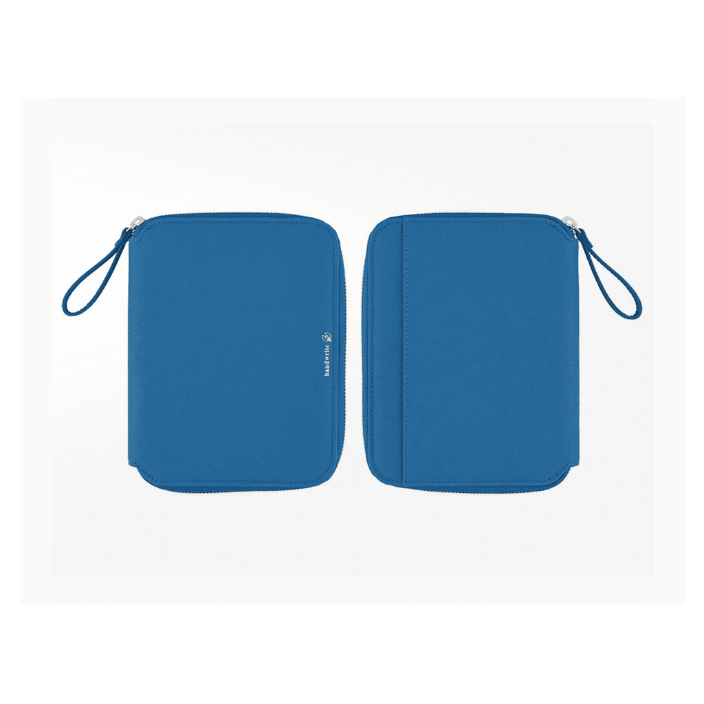 Hobonichi Techo 2023 A6 planner cover in Mare blue with zipper and wrist strap
