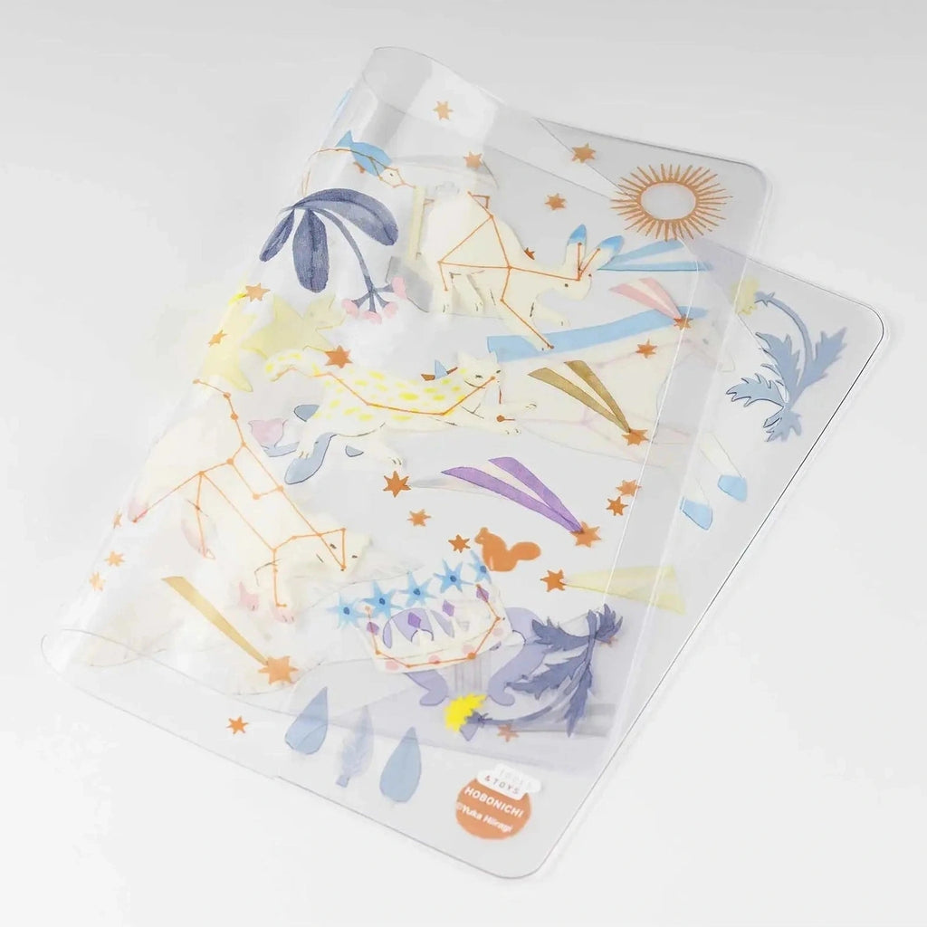 Transparent Hobonichi protective cover featuring Yuka Hiiragi starry night design