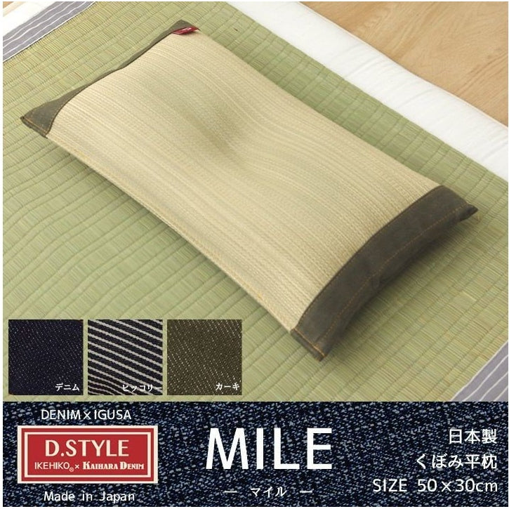 Ikehiko D Style Igusa x Denim Flat Pillow 50x30cm