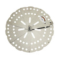 Top view Kai adjustable stainless steel drop lid with scalloped edge