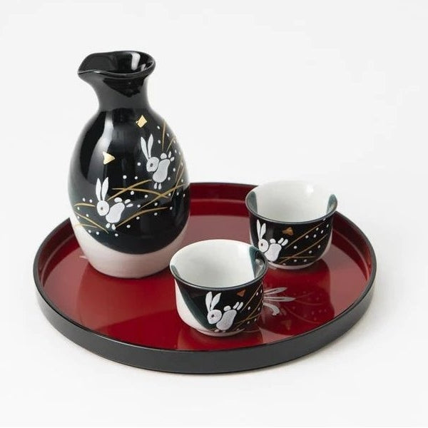 Kutani Rabbit Sake Cup & Tokkuri Decanter