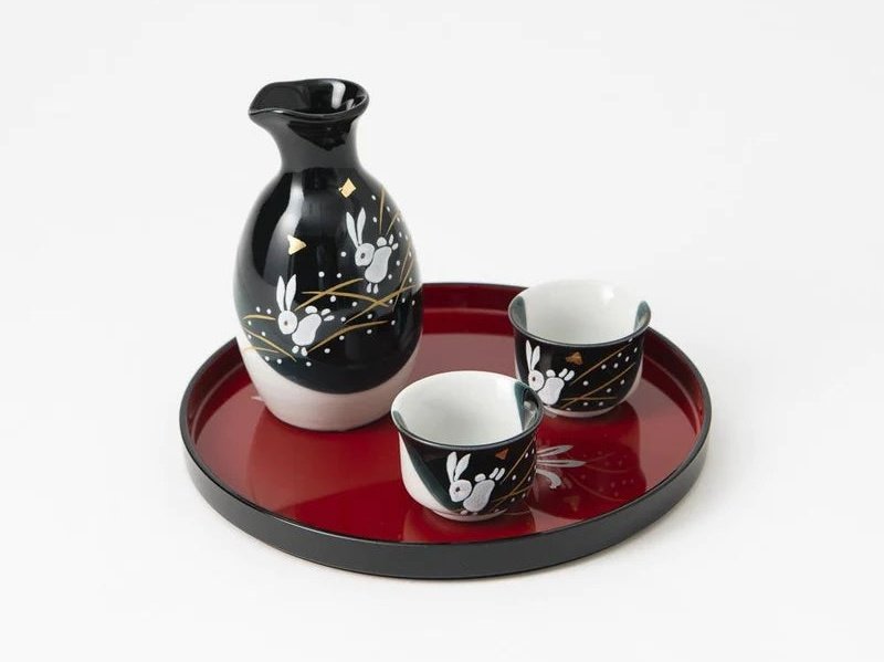 Kutani Rabbit Sake Cup & Tokkuri Decanter