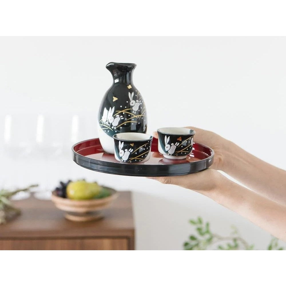 Kutani Rabbit Sake Cup & Tokkuri Decanter