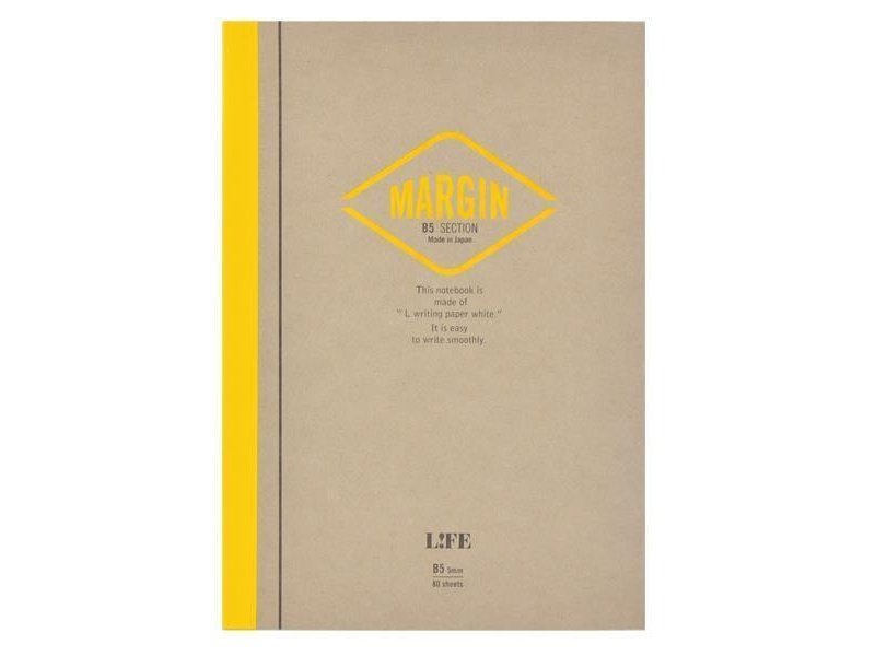 Life Stationery Japanese Paper Margin Notebook Grid Kraft Yellow