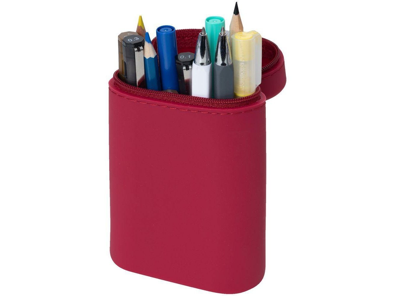 Lihit Lab Smart Fit Actact Stand Pencil Case Oval Type Red