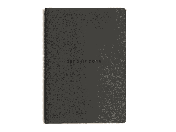 MiGoals Get Shit Done Notebook Grid Soft Cover Minimal Black Foil