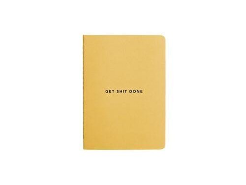 MiGoals Get Shit Done Notebook Soft Cover Minimal Yellow Black Foil