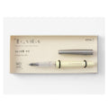 Midori fountain pen in beige packaging with Japanese text and elastic bands securing the cream grip