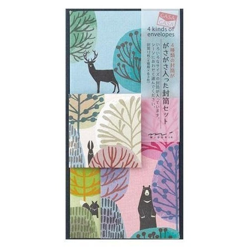 Midori Gasa Gasa Envelope Set Woodland