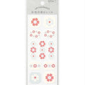 Midori letterpress floral sticker packaging with red blue and cream flowers on cardstock