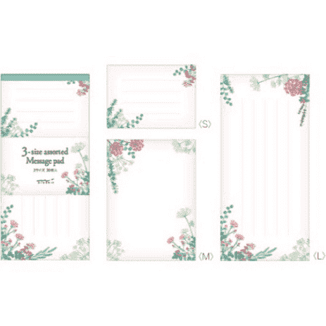 Midori 3-Size Message Pad Flower Bouq