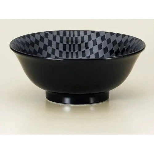 Mino - Black Checkered Donburi Bowl Size 6.8