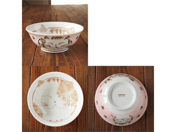 Mino Cat Donburi Bowl Pink