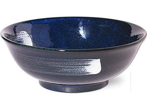 Mino Kiln Navy Brush Ramen Bowl Size
