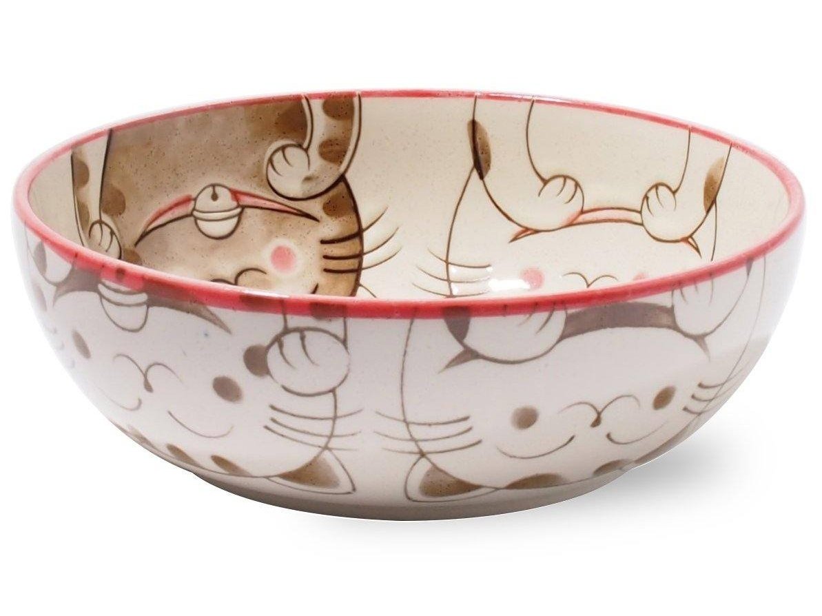 Mino Three Cats Plate Medium Bowl Pink