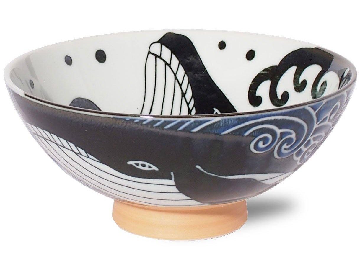 Mino White-Crested Waves Whale large Rice Bowl ×H cm