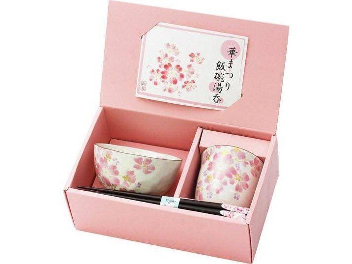 Minoware Hana matsuri Pink Rice Bowl pc Set
