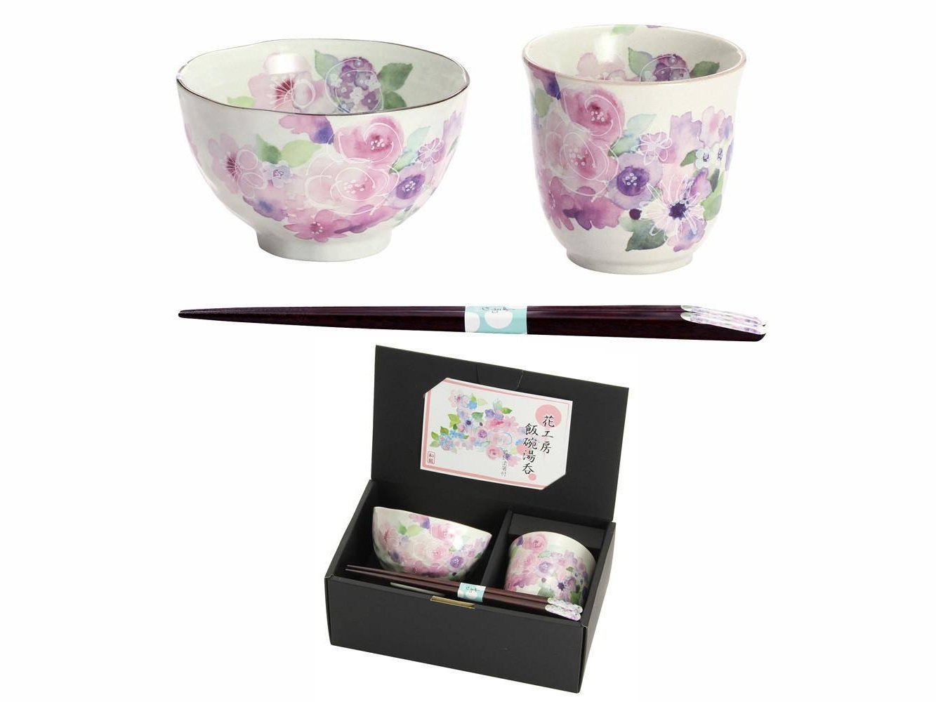 Minoware Purple Hana Kobo Rice Bowl pc Set