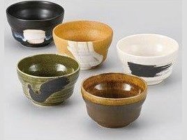 Minoware Raku Tea Cup Assorted Brush pc Set