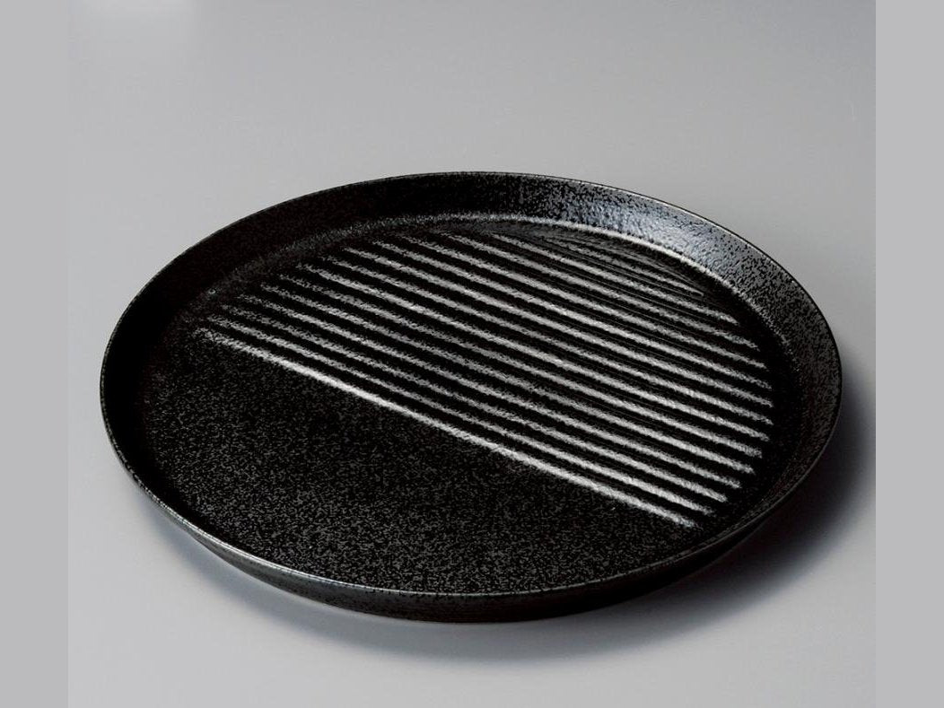 Minoyaki Black Oil-Cut Plate 25D