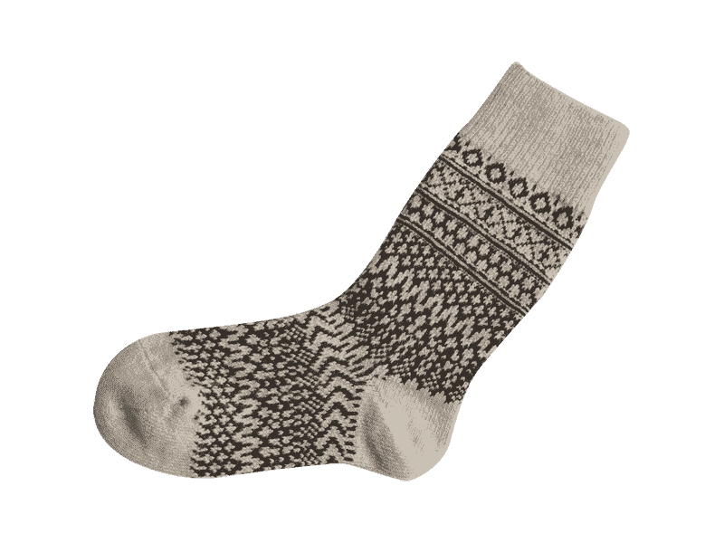 NISHIGUCHI KUTSUSHITA oslo wool jacquard sock small cm grey/vanilla