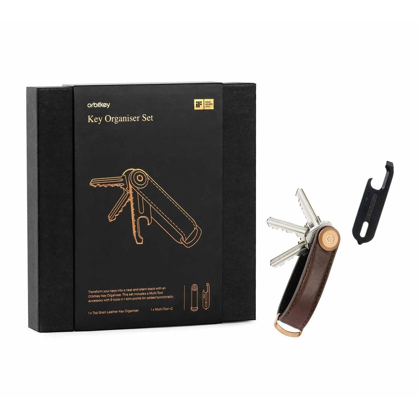 Orbitkey Leather Key Organiser + Multitool V2
