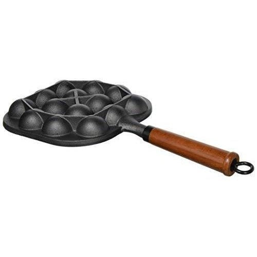 Pearl Life Cast Iron Takoyaki Plate 14 Holes with Wood Handle