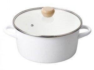 Pearl Life Pots Handle cm Enamel Glass lid IH Supported PEARL METAL White HB-