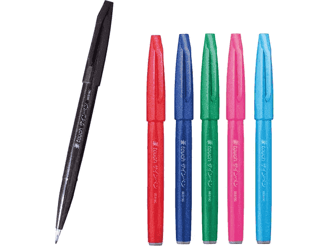 Pentel Fude Touch Pen Non-Permanent Marker color set