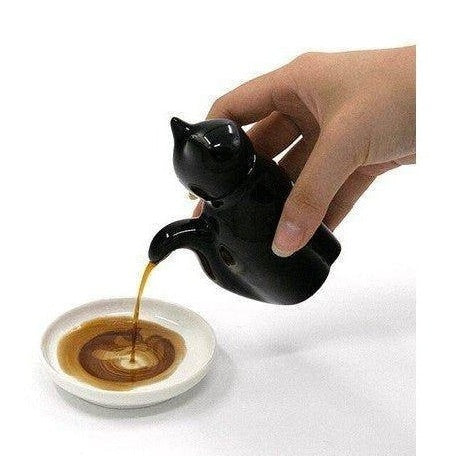 Porcelain Cat Soy Sauce Bottle Black