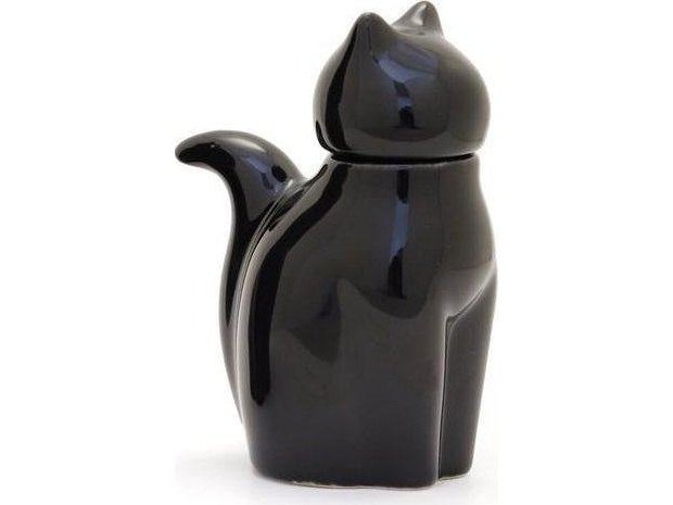 Porcelain Cat Soy Sauce Bottle Black